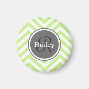 Mint Grönt Chevron Monogram Magnet