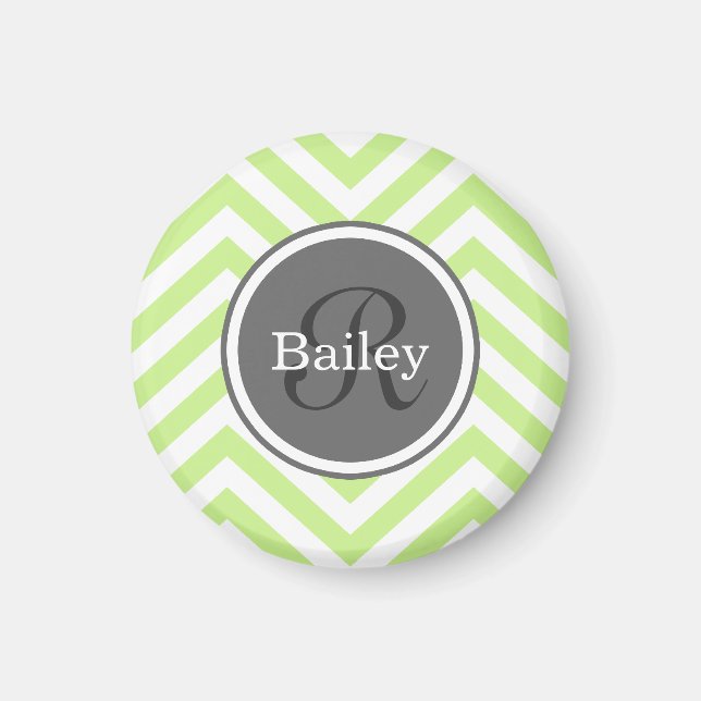 Mint Grönt Chevron Monogram Magnet (Framsidan)