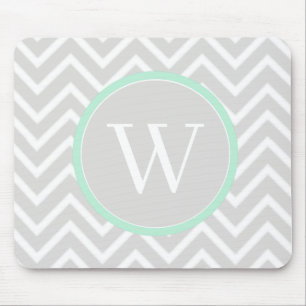Mint Grönt Chevron Monogram Mouse Pad Musmatta