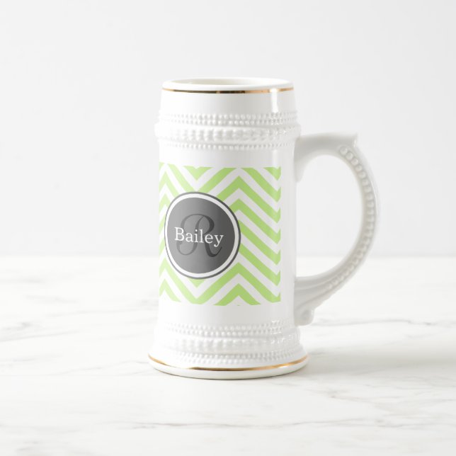 Mint Grönt Chevron Monogram Sejdel (Höger)