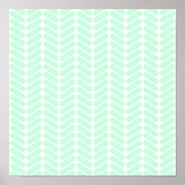 Mint Grönt Chevron Mönster, som Knitting. Poster (Framsidan)