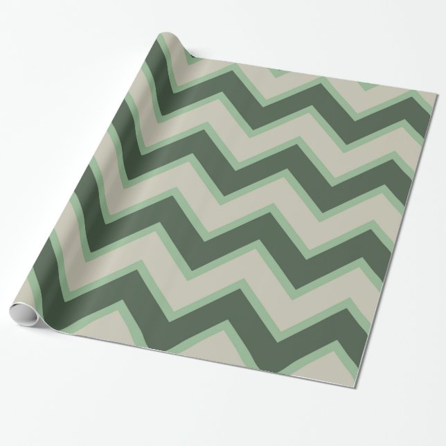 Mint Grönt Chevron Rand Birthday Presentpapper (Utrullad)