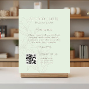 Mint-Grönt Chic Blommigt text Befordra QR Poster