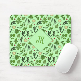 Mint Grönt Culinary Garden Herb Illustrations Musmatta