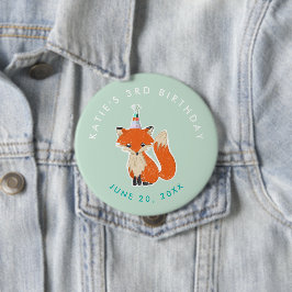 Mint Grönt Cute Fox Party Hat Woodland Birthday Knapp