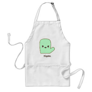 Mint Grönt Cute Oven Mitt Tecknad Förkläde