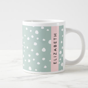 Mint Grönt Dalmatian Dots, Spots, Ditt namn Jumbo Mugg