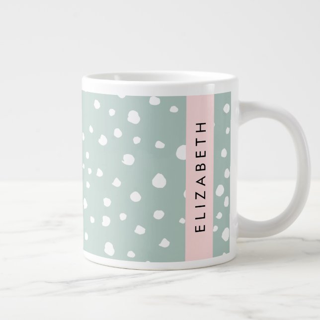 Mint Grönt Dalmatian Dots, Spots, Ditt namn Jumbo Mugg (Höger)