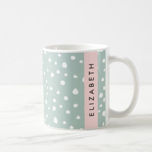 Mint Grönt Dalmatian Dots, Spots, Ditt namn Kaffemugg