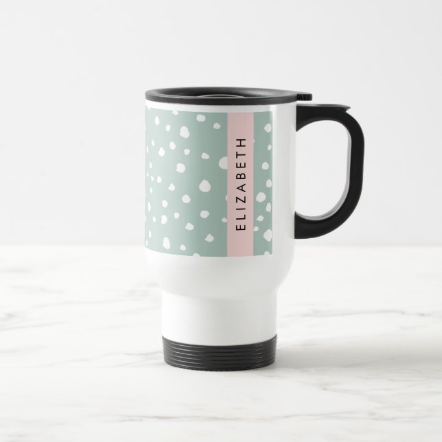 Mint Grönt Dalmatian Dots, Spots, Ditt namn Resemugg (Höger)