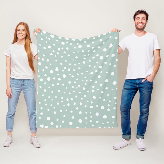 Mint Grönt Dalmatian Spots, Dalmatian Dots Fleecefilt (På plats)