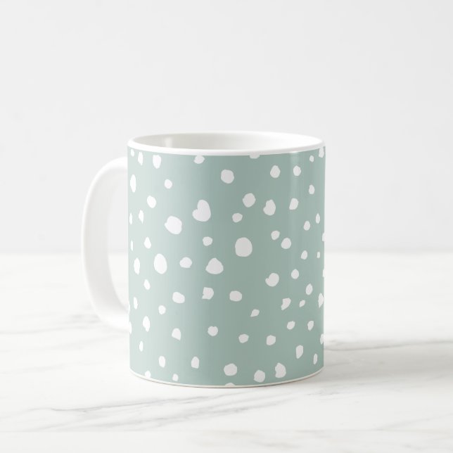 Mint Grönt Dalmatian Spots, Dalmatian Dots Kaffemugg (Framsida vänster)