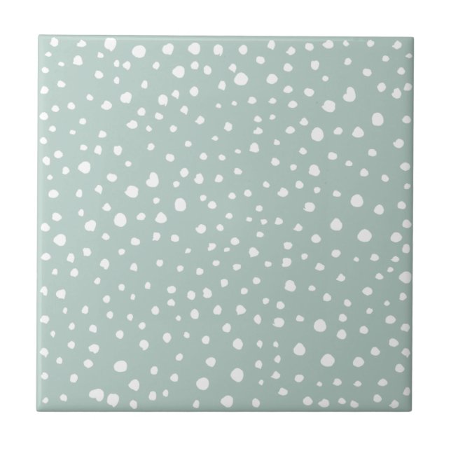 Mint Grönt Dalmatian Spots, Dalmatian Dots Kakelplatta (Framsidan)