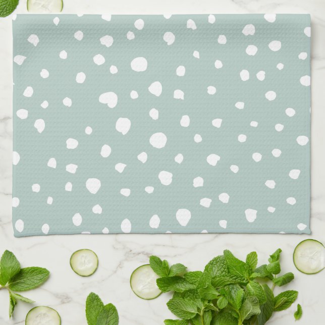 Mint Grönt Dalmatian Spots, Dalmatian Dots Kökshandduk (Vikta)
