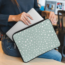 Mint Grönt Dalmatian Spots, Dalmatian Dots Laptop Fodral