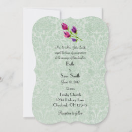 Mint Grönt Damask Anpassningsbar 5" x 7" inbjudnin Inbjudningar