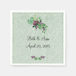 Mint Grönt Damask Cocktail Papper Napkins Pappersservett