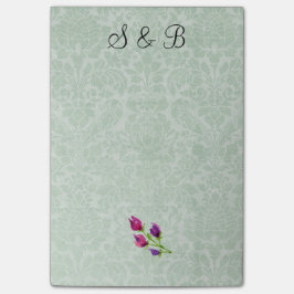 Mint Grönt Damask Initialer Post-it® Notes 4 x 6 Post-it Block