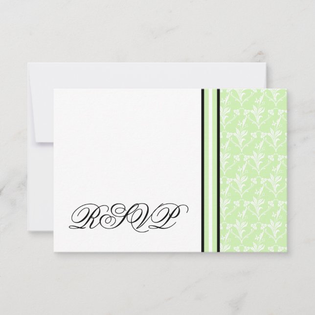 Mint Grönt Damask OSA Responcard Kort (Framsida)