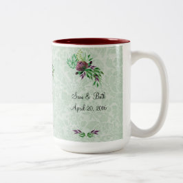 Mint Grönt Damask Tack 15 oz 2-ton Mugg