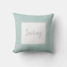 Mint Grönt Dekorativ kudde med texten "Sailing"