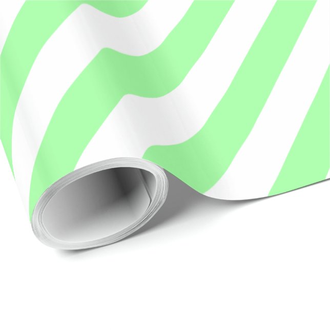 Mint Grönt Diagonal Rand Presentpapper (Rullad Hörn)