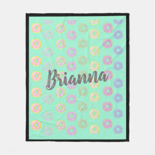 Mint Grönt Donut Anpassat namn Medium Fleece Blank