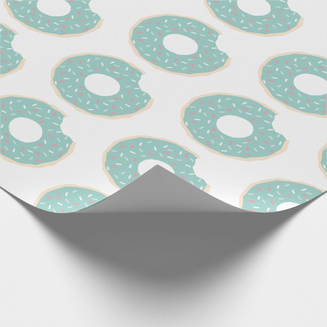 Mint Grönt Donut Mönster Wrapping Papper Presentpapper (Hörn)