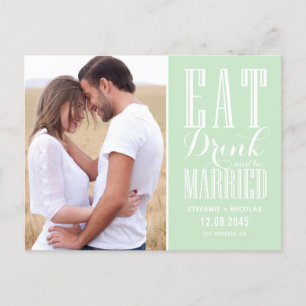 Mint Grönt Eat, Drink and Be Married Spara datum Meddelande Vykort