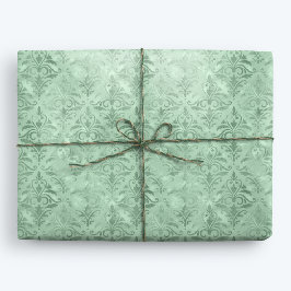 Mint Grönt Elegant Victorian Damask Presentpapper