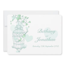 Mint-grönt-fåglar - inbjudan till öppen bur