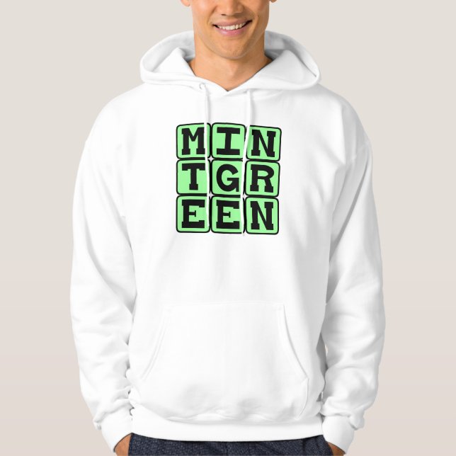 Mint Grönt, Färg Sweatshirt Med Luva (Framsida)