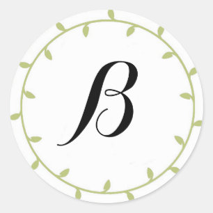 Mint Grönt Färgad Monogram Stickers Runt Klistermärke