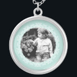 Mint Grönt Finare Ram Anpassningsbar Photo Silverpläterat Halsband<br><div class="desc">Elegant och enkel fotodesign i ram.</div>