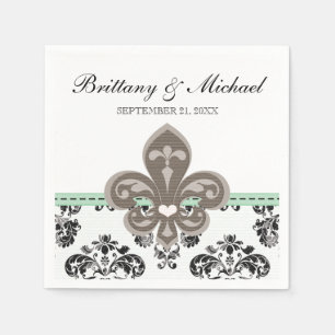 Mint Grönt Fleur de Lis Bröllop Pappersservett