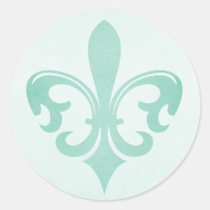 mint grönt Fleur de lis-dekal Runt Klistermärke