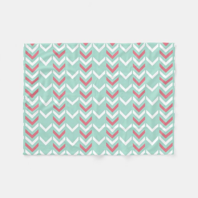 Mint Grönt Geometric Chevron Pilar Mönster Fleecefilt (Framsidan (Horisontell))