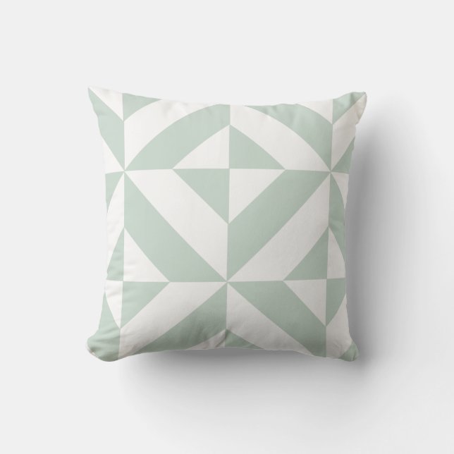 Mint Grönt Geometric Deco Cube Mönster Kudde (Framsida)