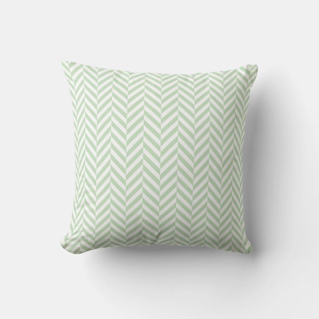 Mint Grönt Geometric Herringbone Mönster Kudde (Framsida)