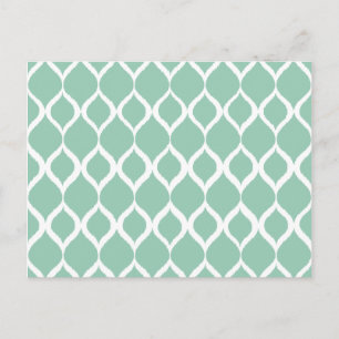 Mint Grönt Geometric Ikat Tribal Print Mönster Vykort