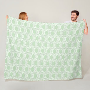 Mint Grönt Geometric Wave Mönster Seigaiha Fleecefilt