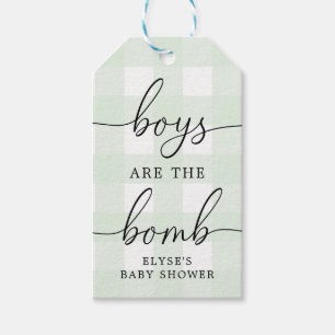 Mint Grönt Gingham Bath Bomb Favor Tag Presentetikett