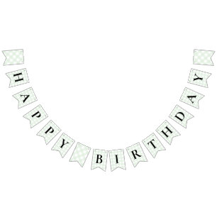 Mint Grönt Gingham Birthday Bunting Flagga Banner