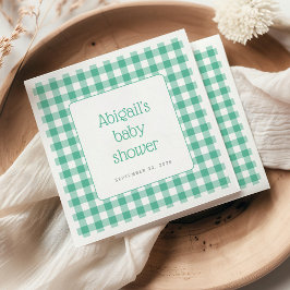Mint Grönt Gingham Check Rustic Baby Shower Pappersservett