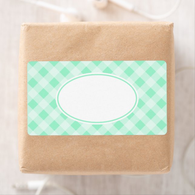 Mint Grönt Gingham-etiketter Fraktsedel (Insitu)
