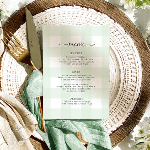 Mint Grönt Gingham Menu Meny