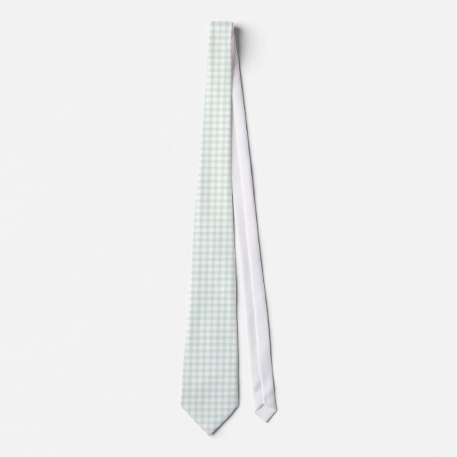 Mint Grönt Gingham Mönster Ties För manar Slips (Framsida)