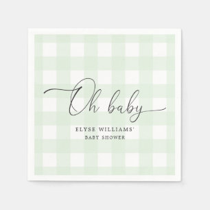 Mint Grönt Gingham Oh Baby Pappersservett