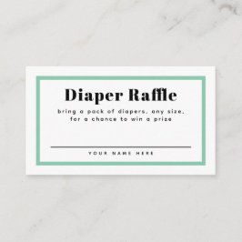 Mint Grönt Gingham Play Baby Shower Diaper Raffle Tilläggskort