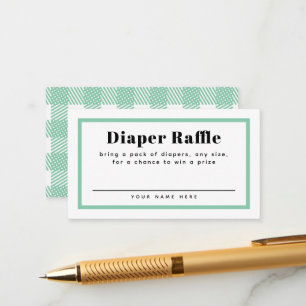 Mint Grönt Gingham Play Baby Shower Diaper Raffle Tilläggskort